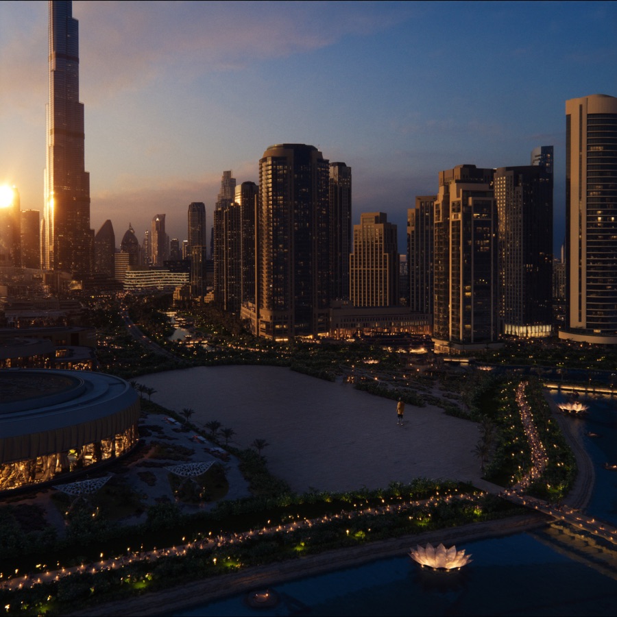 Skyline de Dubai ao entardecer
